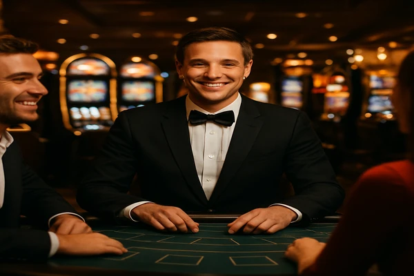 বর্ণিল স্লট মেশিন ও আলোয় ভরপুর গেমিং পরিবেশ