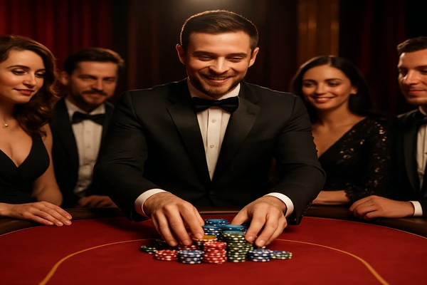 উজ্জ্বল, ঝলমলে গেমিং পরিবেশে এক আত্মবিশ্বাসী ডিলার ব্যবহারকারীদের 333db অ্যাকাউন্টে নিরাপদে প্রবেশের জন্য আন্তরিক আহ্বান জানাচ্ছেন।